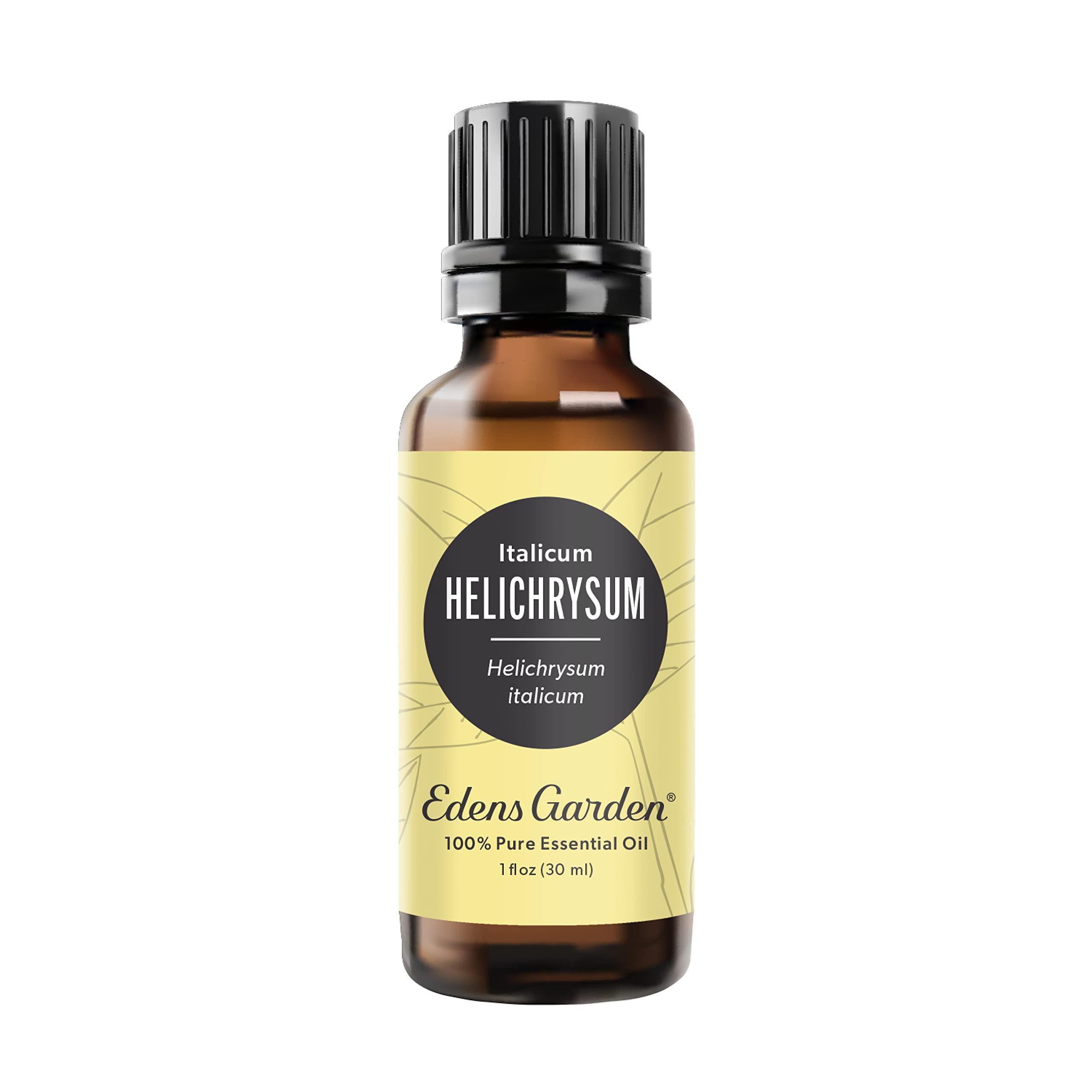 Edens Garden Helichrysum Italicum bottle close-up for premium aromatherapy.