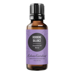 Edens Garden Hormone Balance bottle close-up—pure essential oil for calm routines.