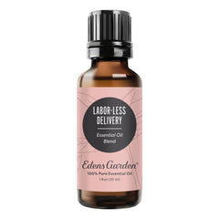 Edens Garden Labor-Less Delivery bottle shows pure oils for diffusing and topical use