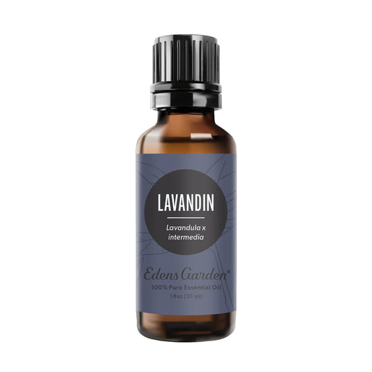 Edens Garden Lavandin essential oil bottle shown for diffusers and calm spaces.