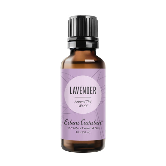 Edens Garden Lavender Around The World bottle closeup for premium aromatherapy use