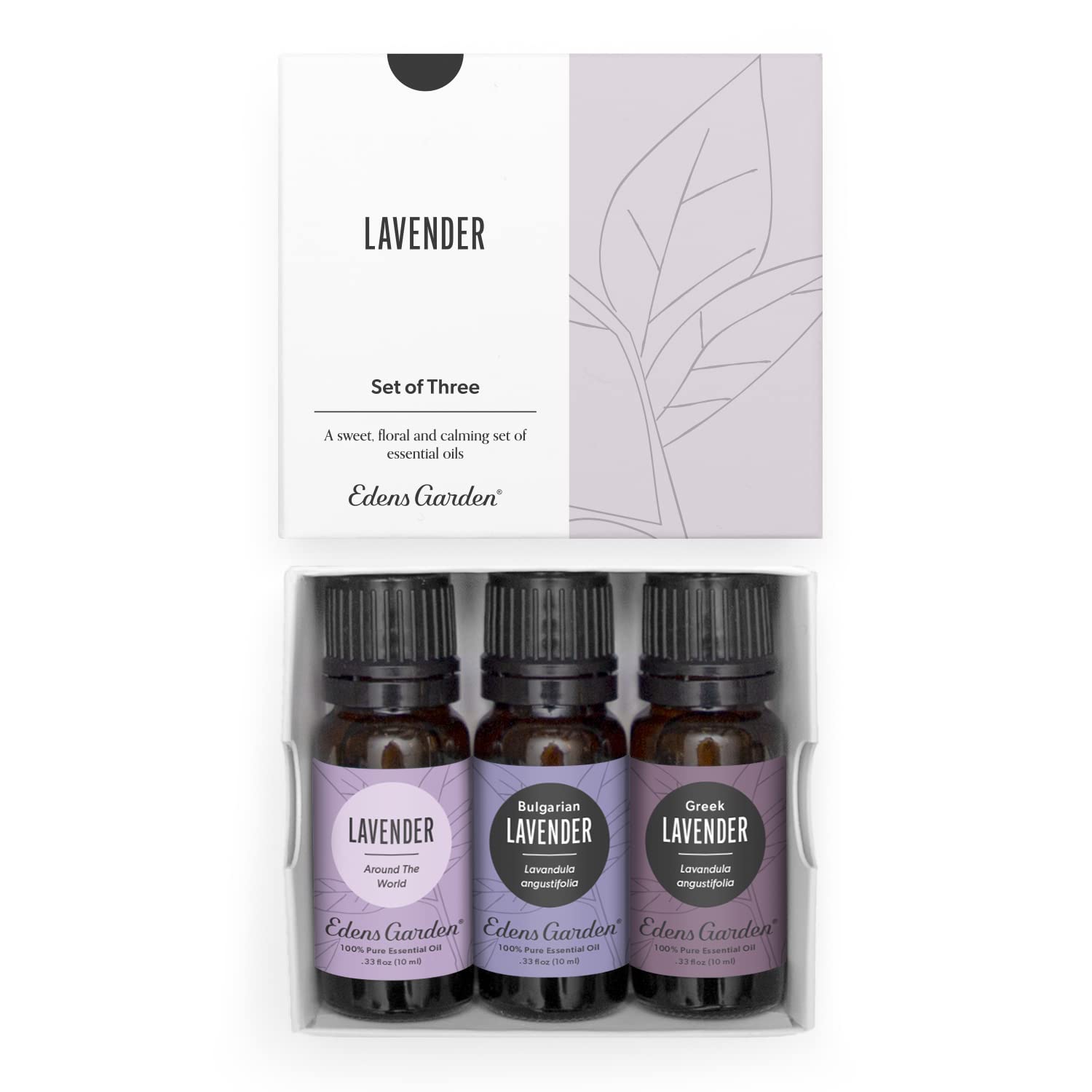 Edens Garden Lavender Around the World bottle for diffusion and relaxation.