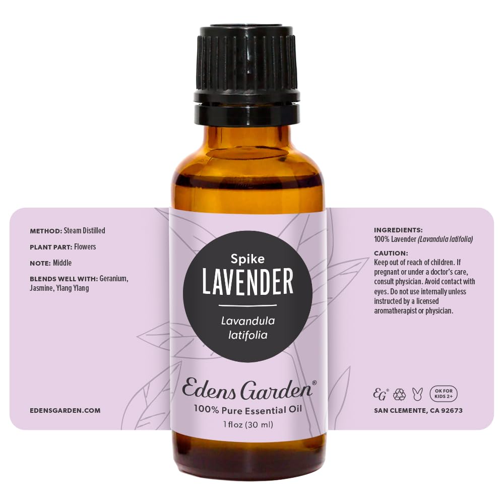 Edens Garden Lavender-Spike GC-MS badge indicates batch transparency.