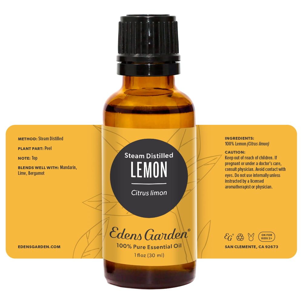 Edens Garden Lemon oil bottle on shelf offering a premium-grade option.