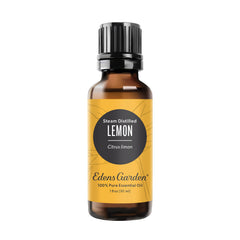 Edens Garden Lemon essential oil bottle with crisp aroma for diffusion and uplifted mood.