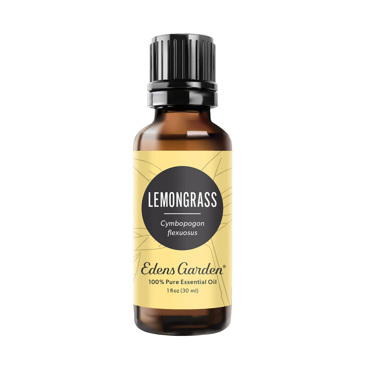 Edens Garden Lemongrass essential oil bottle for aromatherapy.