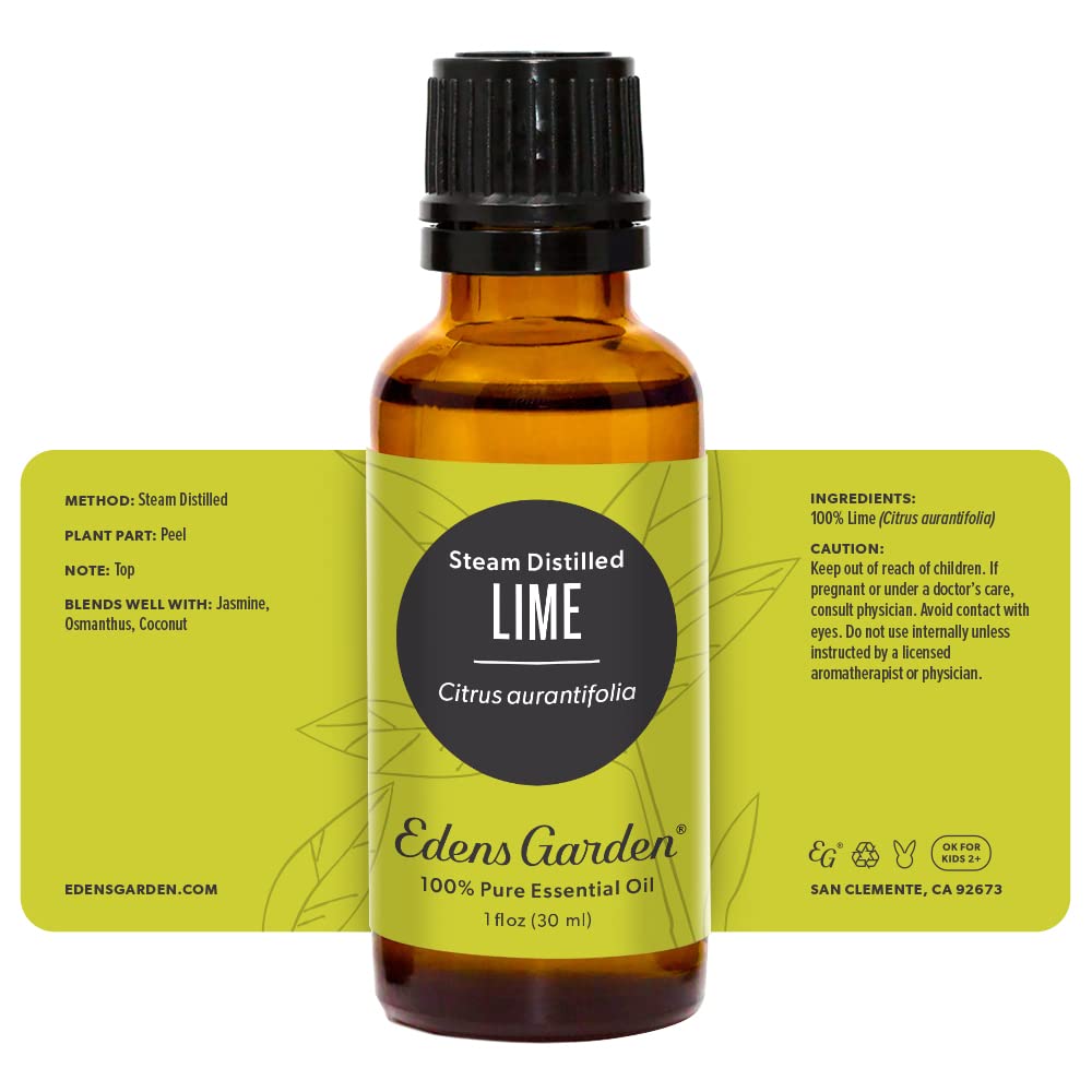 Edens Garden Lime Steam Distilled Oil in a diffuser creates inviting ambiance.