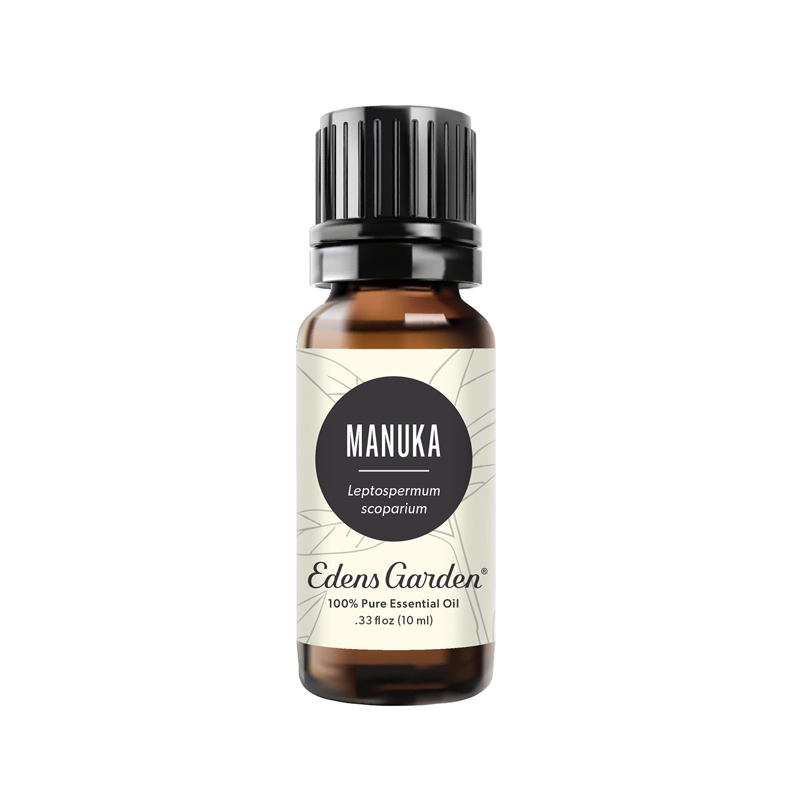 Edens Garden Manuka essential oil bottle highlights earthy aroma for daily diffusion.