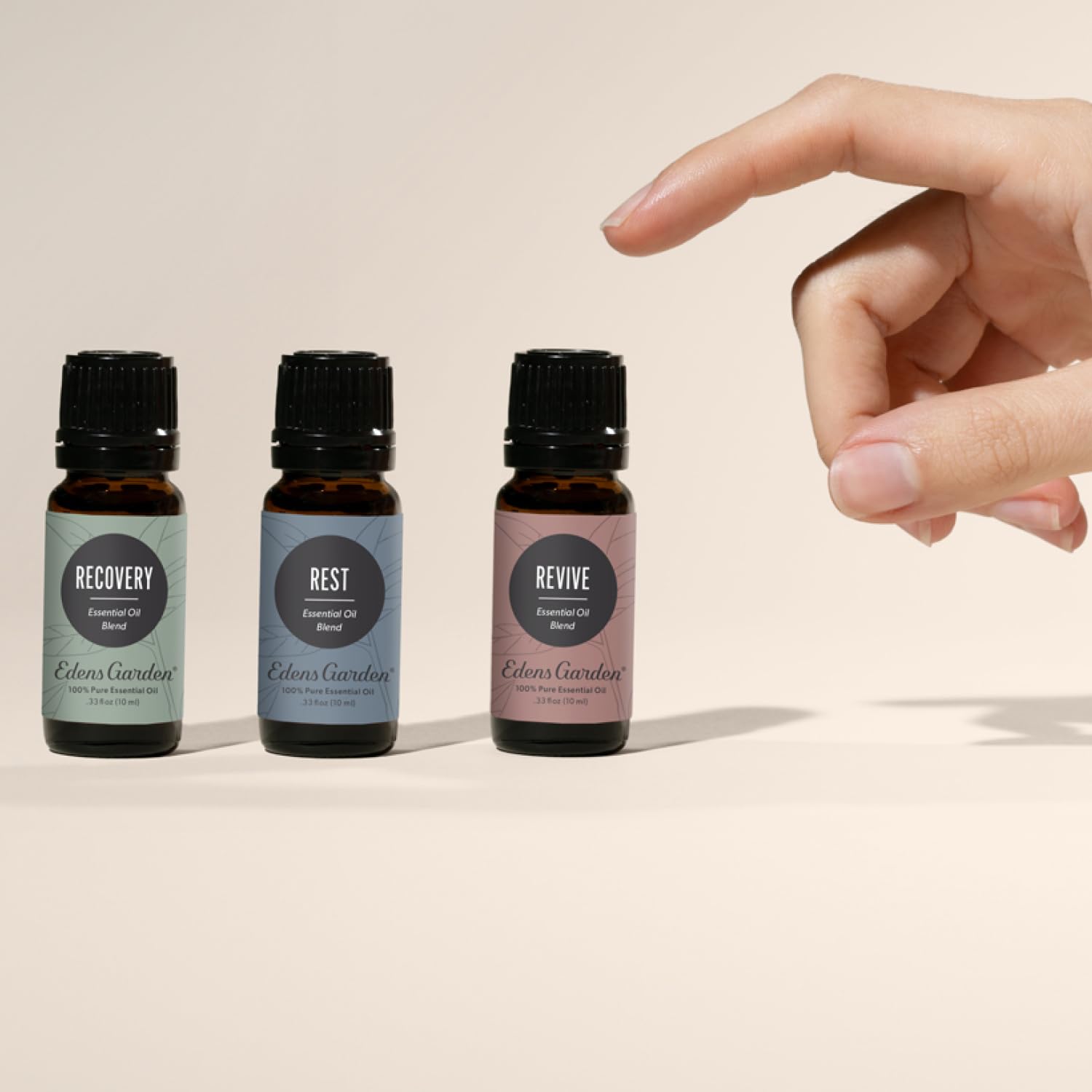 Edens Garden Mind Body Soul Recovery bottle, grounding aroma.