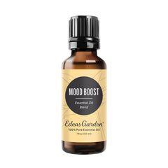 Edens Garden Mood Boost bottle pour with a vibrant, uplifting citrus aroma.