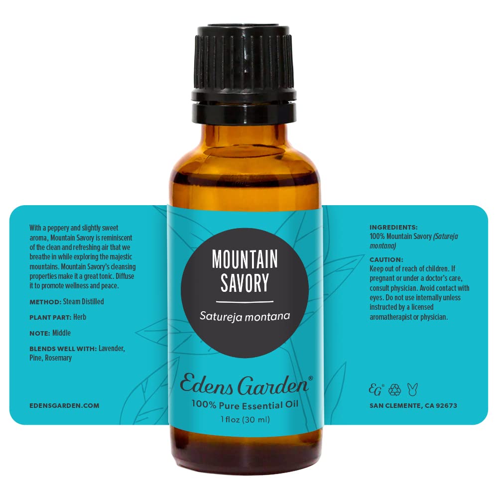 Edens Garden Mountain Savory travel-size bottle displayed