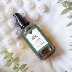 Edens Garden Muscle Relief bottle label highlights peppermint and wintergreen notes for aroma and mood.