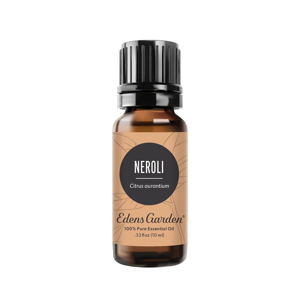 Edens Garden Neroli bottle close-up for soothing aroma.