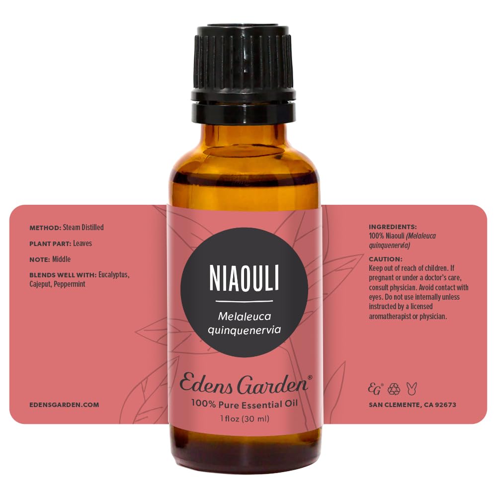 Edens Garden Niaouli aromatherapy scene for home wellness rituals.