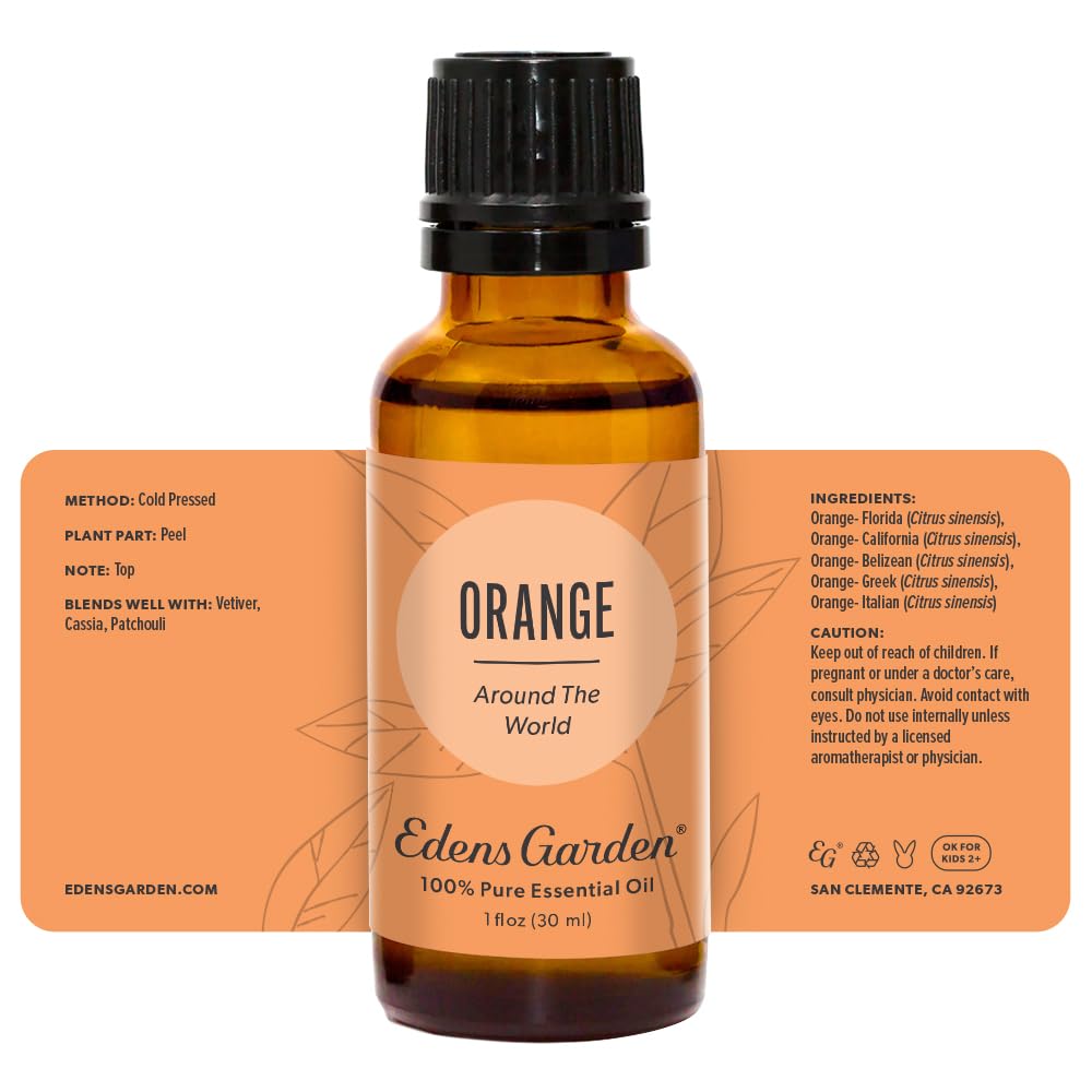 Orange Around The World bottle displayed in a bathroom diffuser scene for cleansing scent.