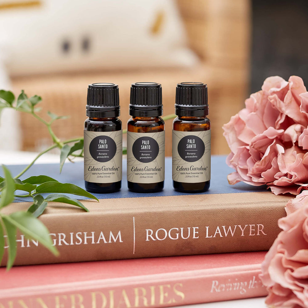 Edens Garden Palo Santo in diffuser creating a grounding atmosphere.