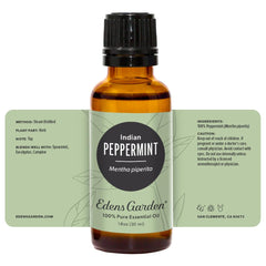 Edens Garden Peppermint Indian Essential Oil packaging on display signals affordable quality