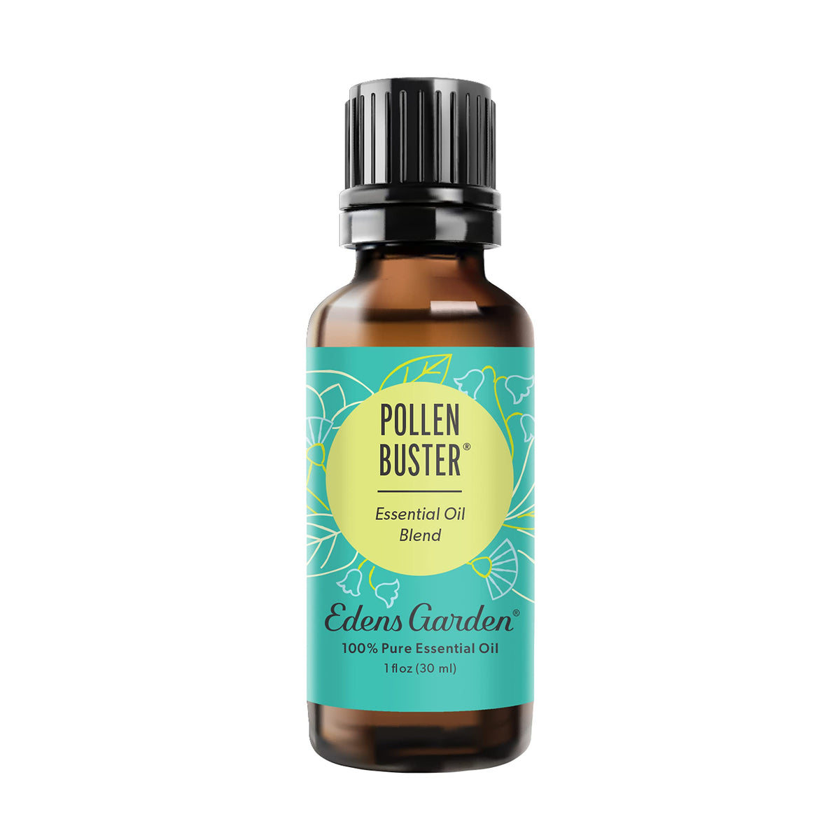 Edens Garden Pollen Buster bottle closeup showing premium blend for seasonal comfort