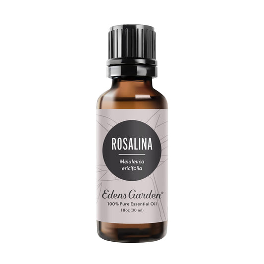Edens Garden Rosalina essential oil bottle ready for calming diffusions.