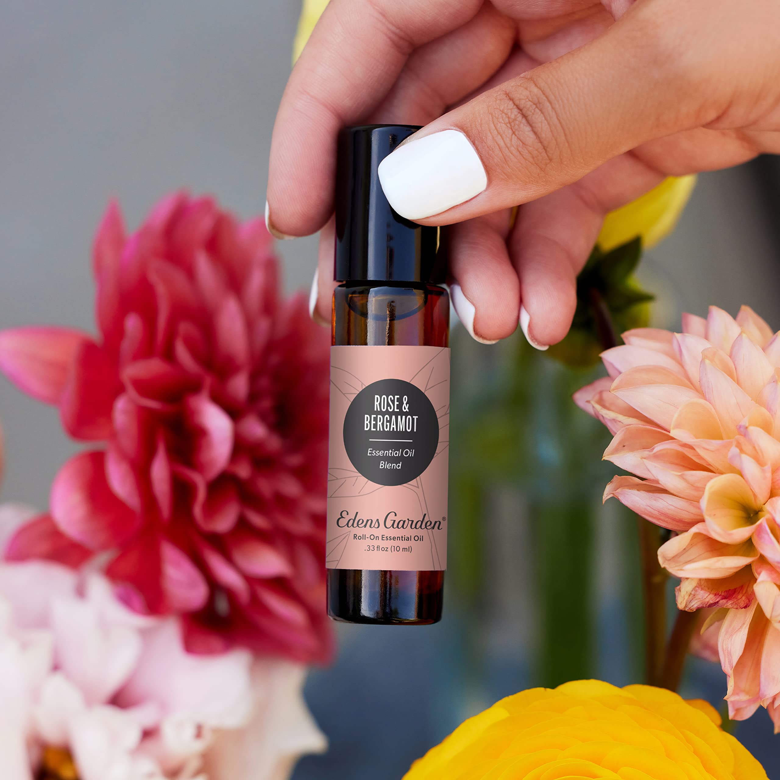 Edens Garden Rose Bergamot Roll-On Cap highlighting easy application