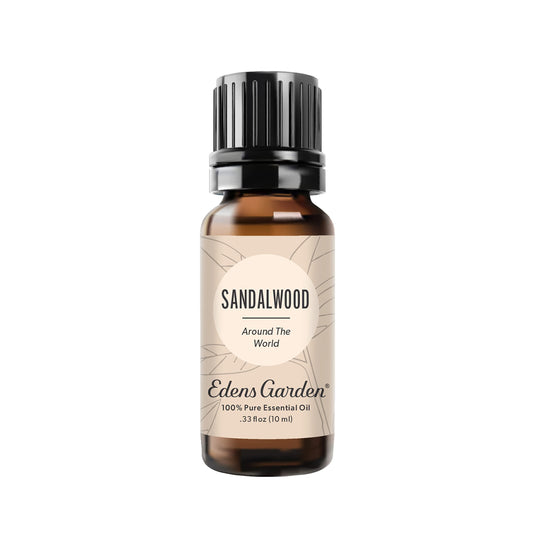 Edens Garden Sandalwood Around The World bottle with rich, calming aroma