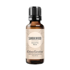 Edens Garden Sandalwood Around The World bottle for diffuser use and soothing aroma.