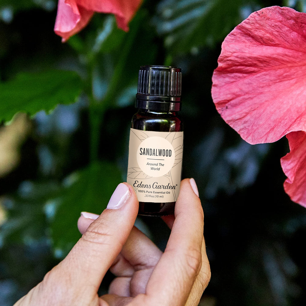 Edens Garden Sandalwood Around The World diffuser releasing a warm, woody scent for home relaxation.