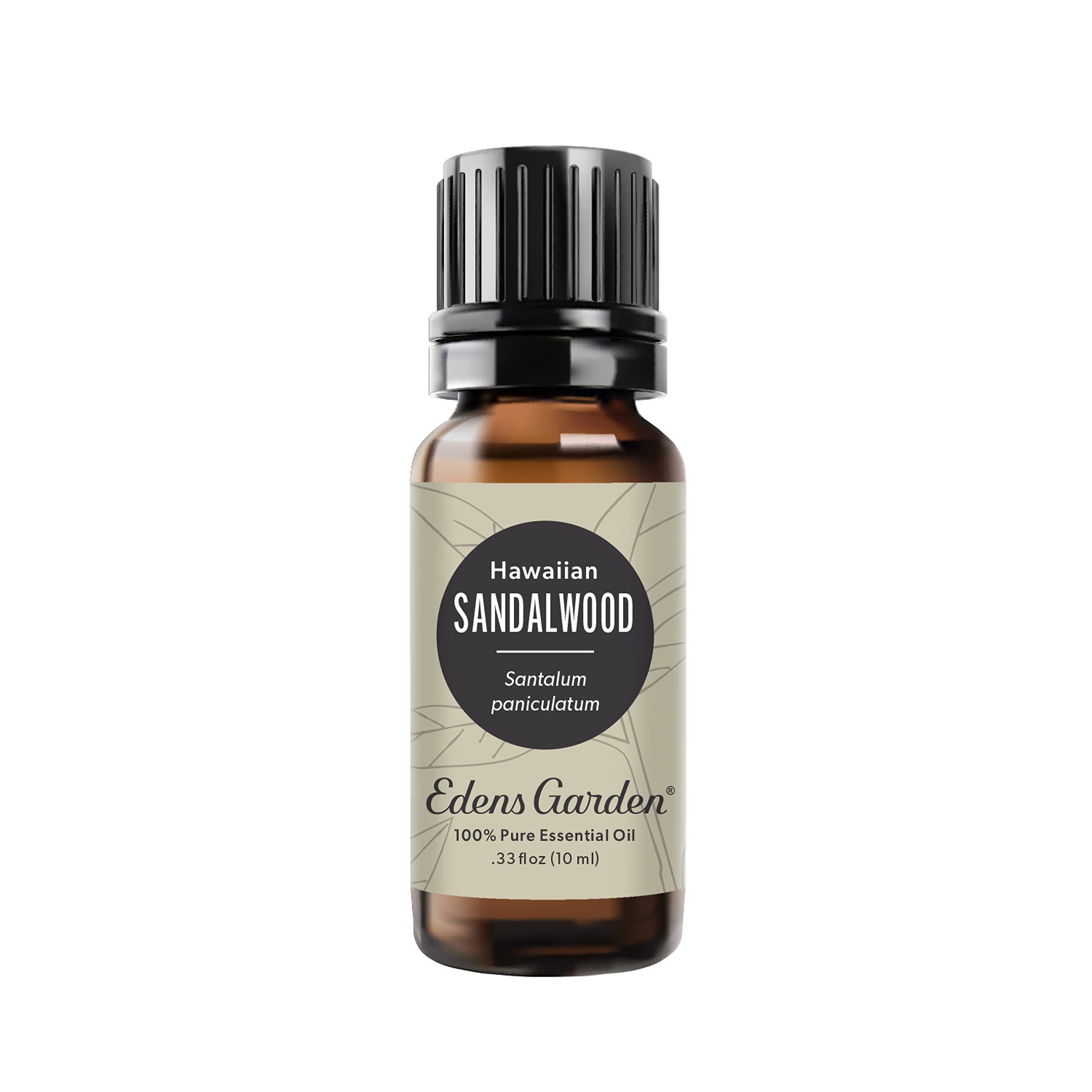 Edens Garden Sandalwood Hawaiian oil bottle front, premium quality.