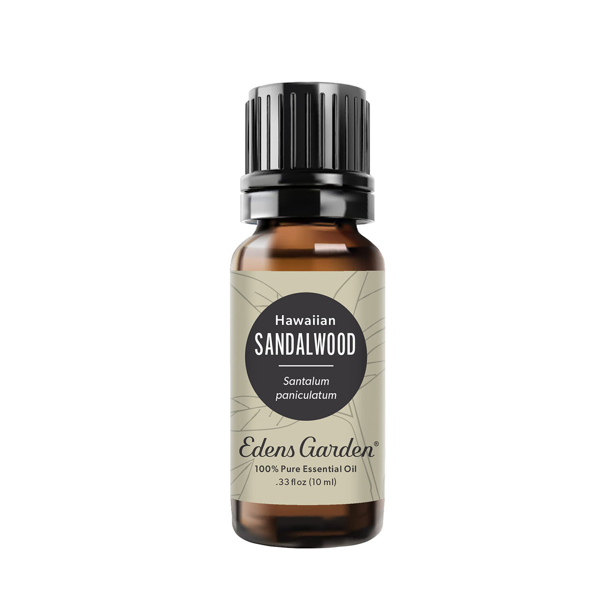 Edens Garden Sandalwood Hawaiian oil bottle front, premium quality.