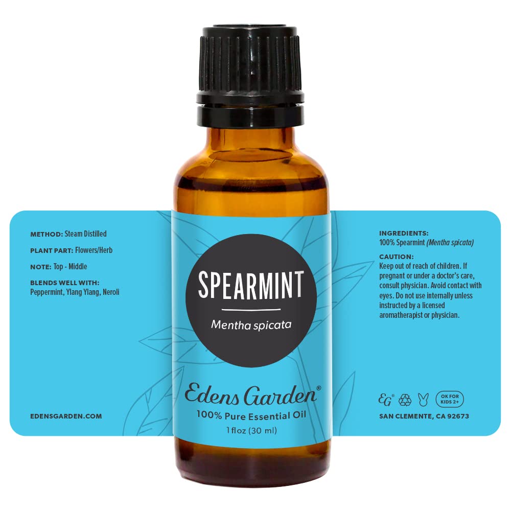 Edens Garden Spearmint packaging communicates quality and value for your aromatherapy collection.