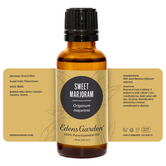 Edens Garden Sweet Marjoram packaging on shelf as versatile home oil