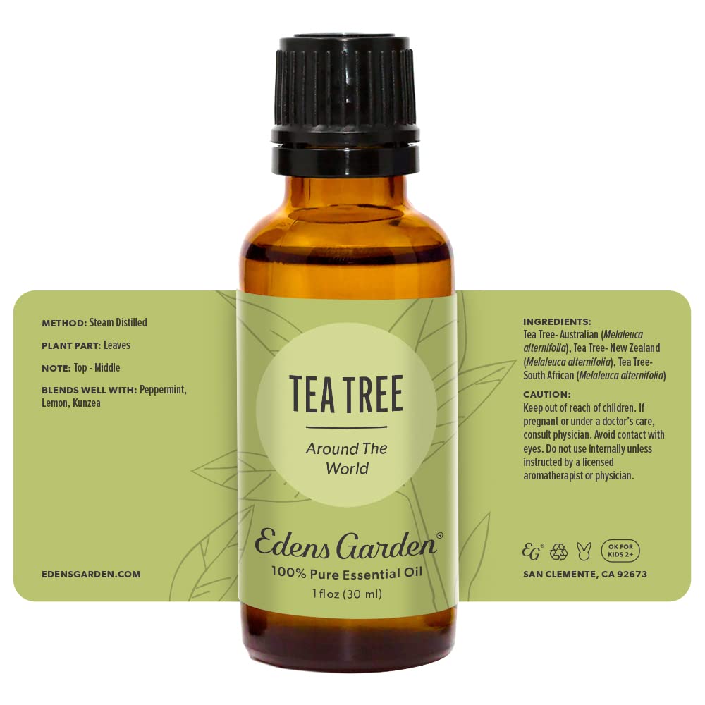 Edens Garden Tea Tree Around The World packaging details and usage notes