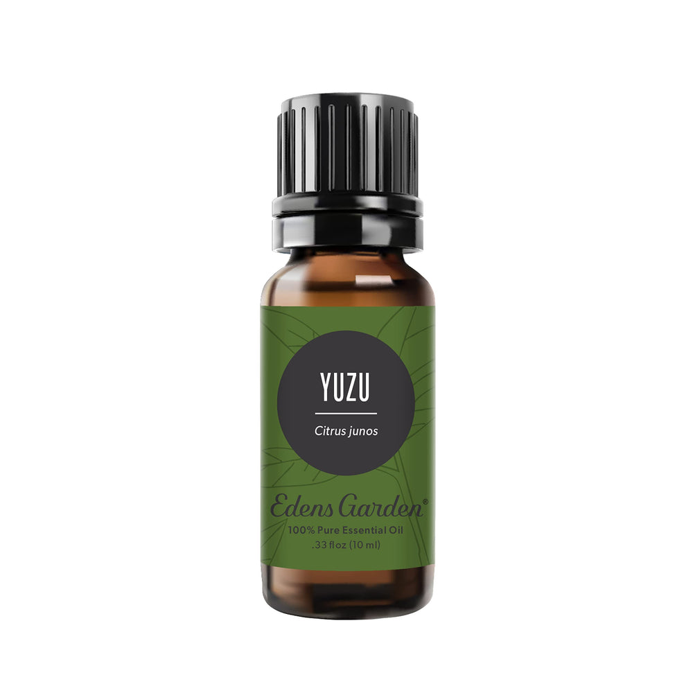 Edens Garden Yuzu essential oil bottle for uplifting diffusion and mood enhancement.