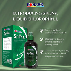 Pouring Splina Chlorophyll into a glass for vitality