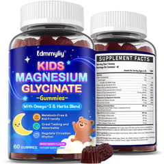Edmmyliy Kids Magnesium Glycinate Gummies bottle supports calming bedtime routines.
