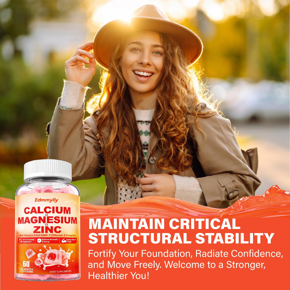 Edmmyliy teeth and bone health gummies illustrate durable teeth and bones