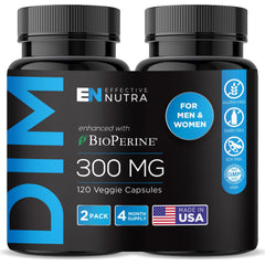 Effective Nutra DIM 300mg bottle shows premium formula and dosage.