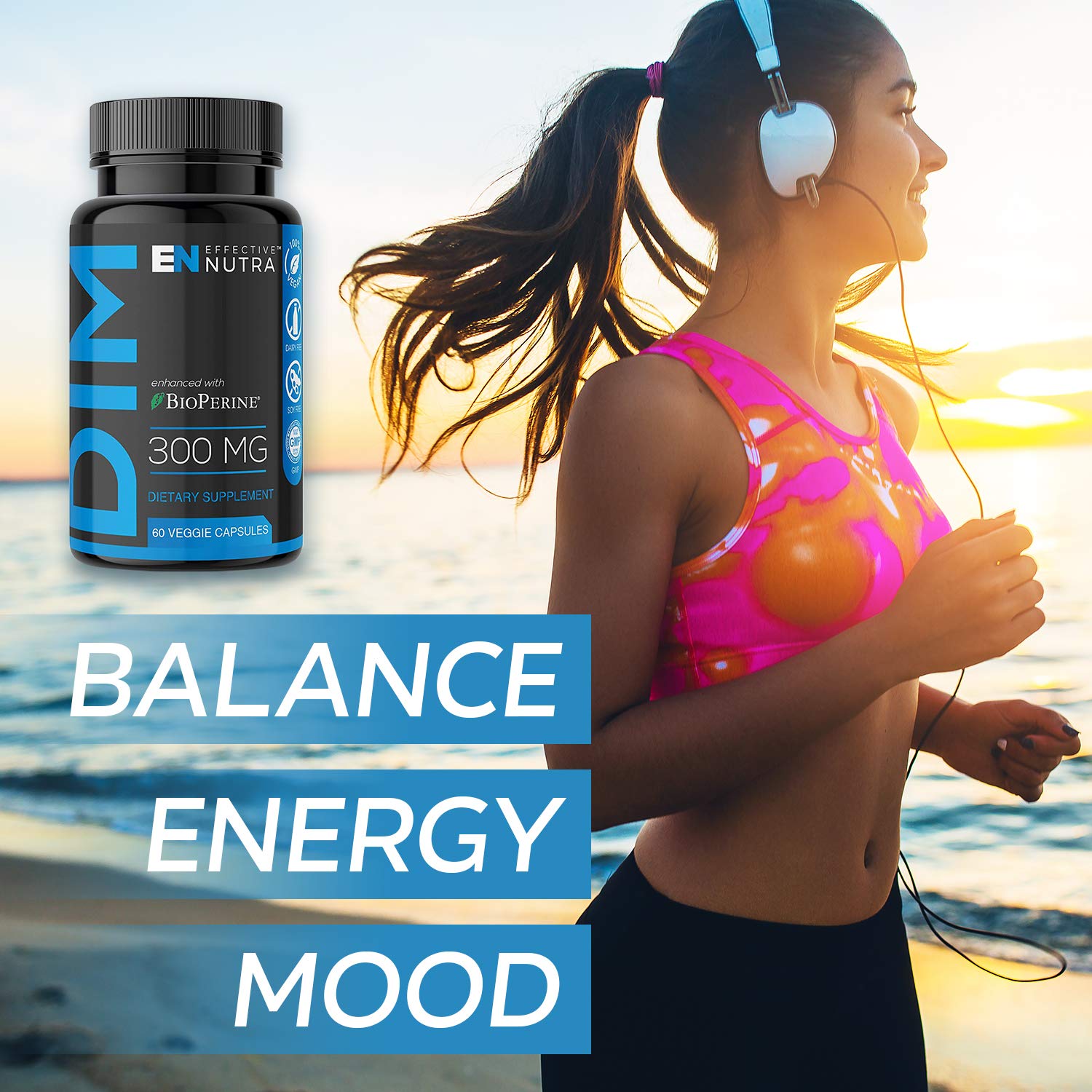Effective Nutra DIM 300mg ingredient panel shows purity and transparency.