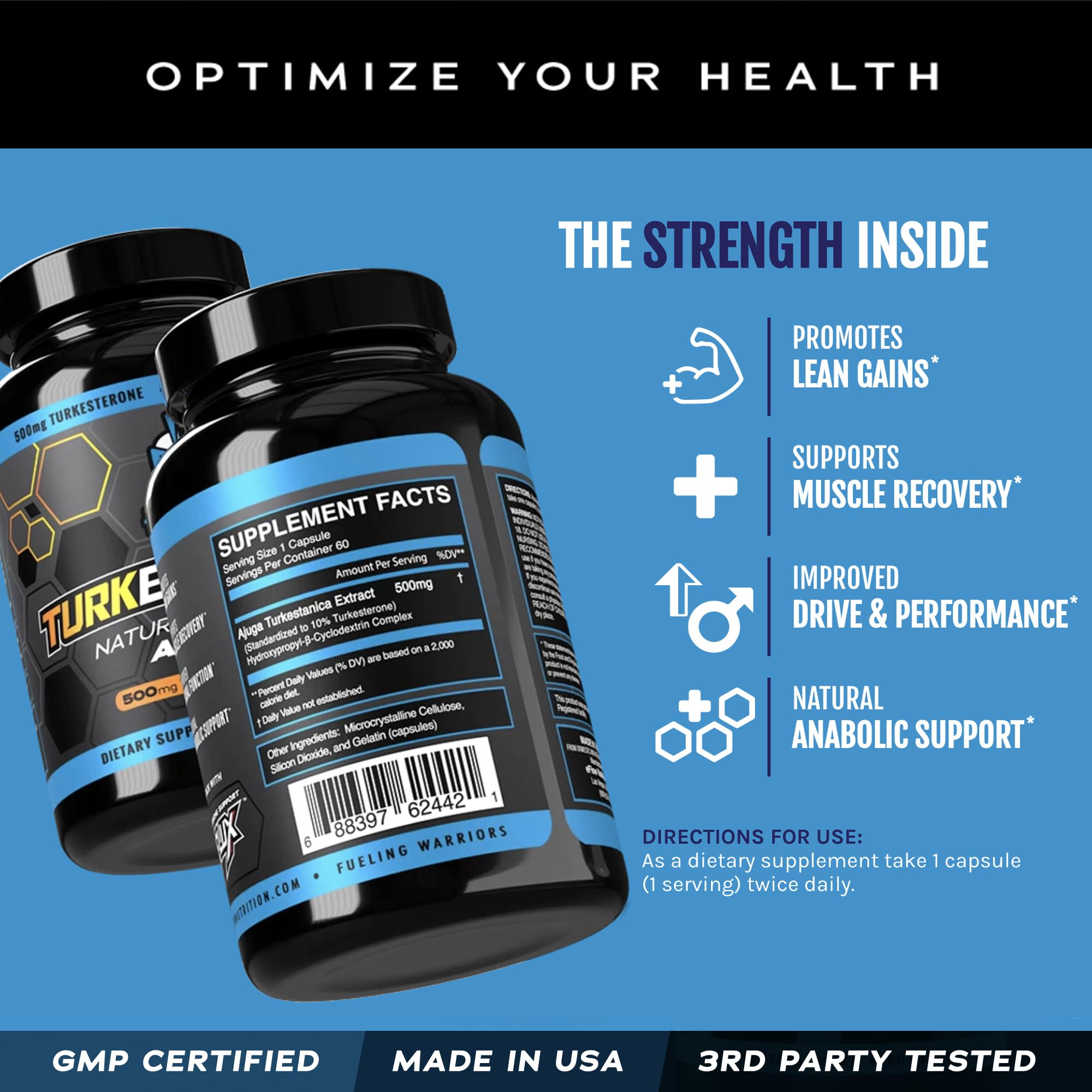 eFlow Nutrition Turkesterone label detail showing ingredients and quality