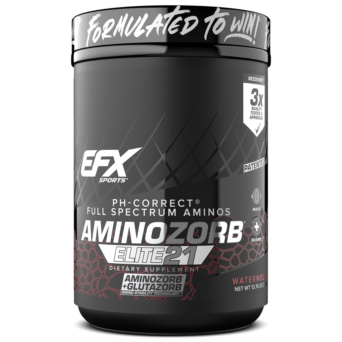 EFX Aminozorb Elite 21 bottle pour demonstrates post-workout amino support