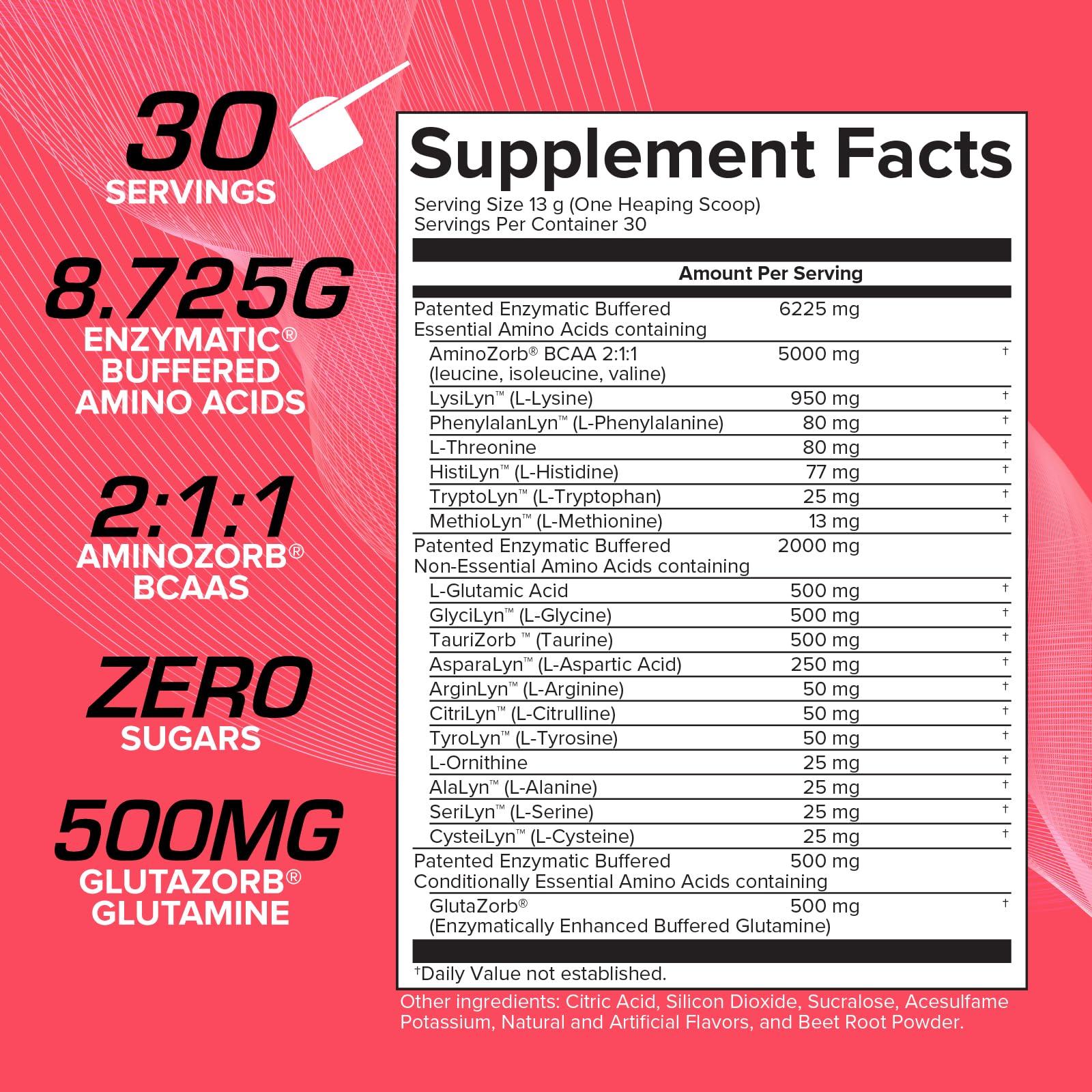 EFX Aminozorb Elite 21 glass dispense shows refreshing watermelon flavor