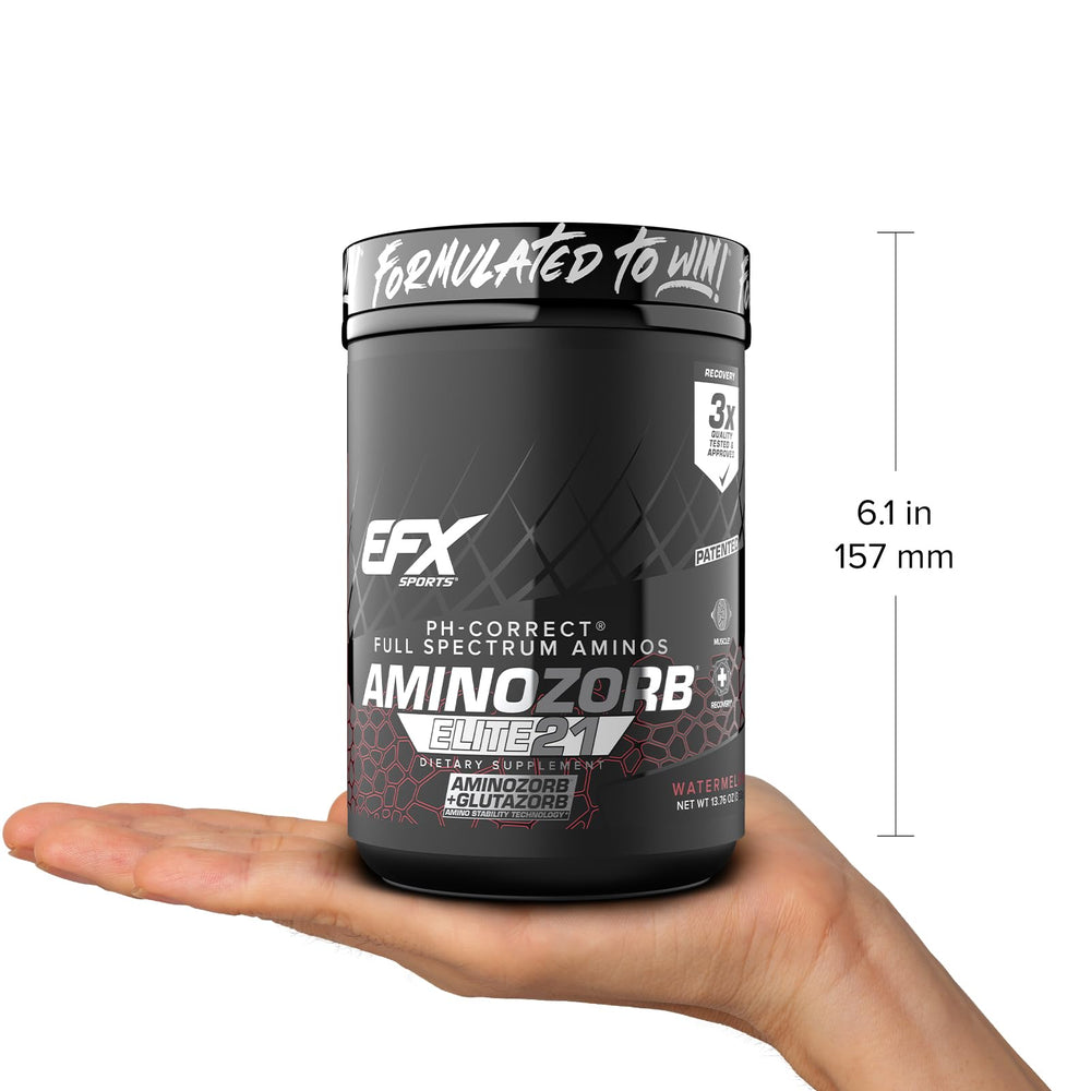 EFX Aminozorb Elite 21 watermelon liquid texture closeup, sugar-free profile