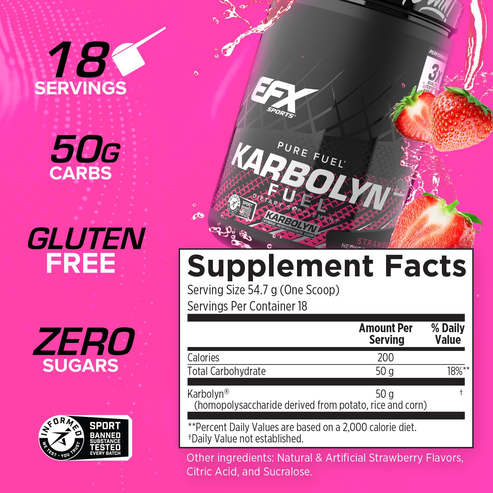 EFX Karbolyn Fuel label closeup highlighting clean ingredients