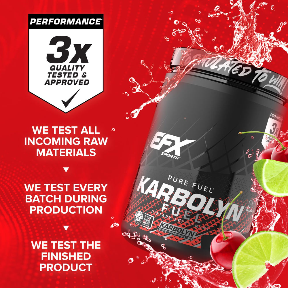 EFX Karbolyn Fuel packaging close-up showing label and serving size