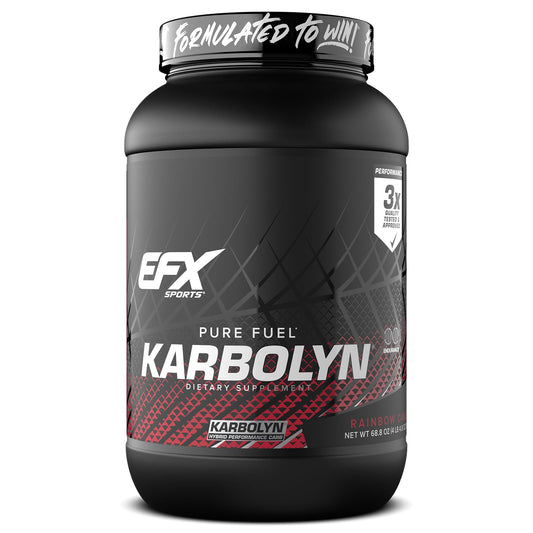 EFX Karbolyn Fuel Rainbow Candy bottle ready for workouts