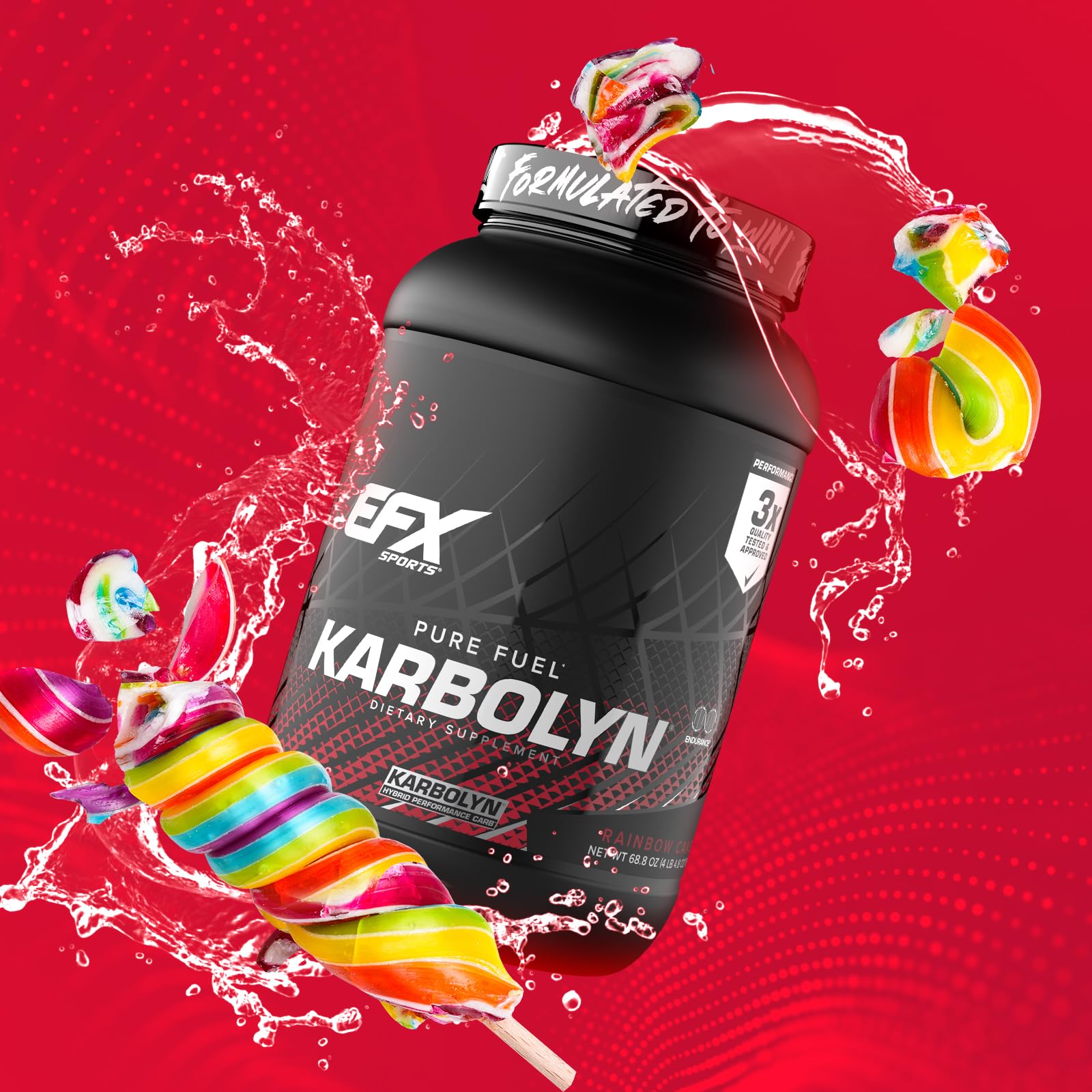 EFX Karbolyn Fuel Rainbow Candy packaging shows 35 servings