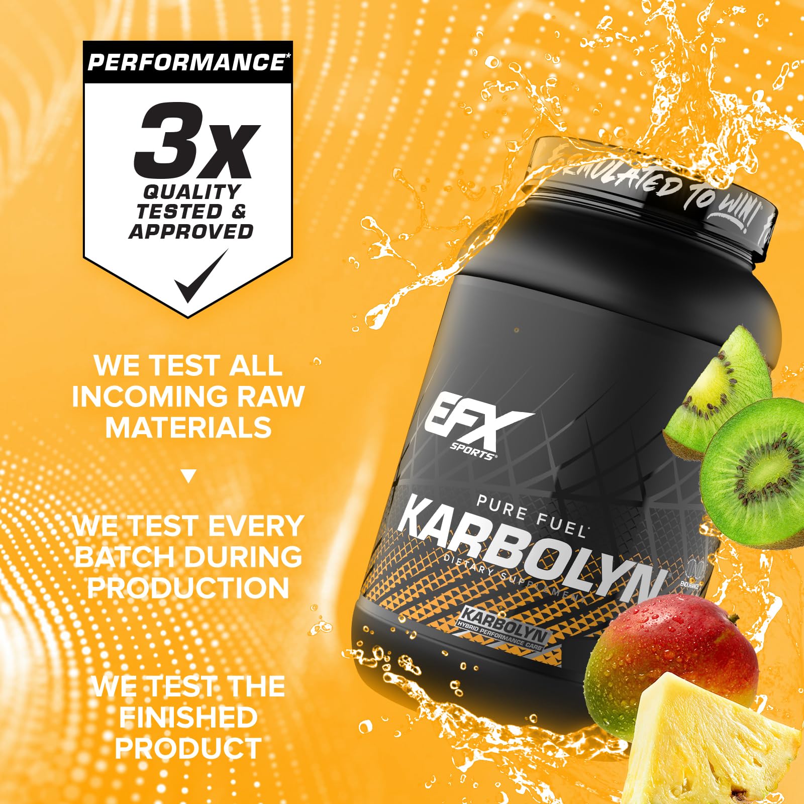 EFX Karbolyn Fuel tub back panel shows quality guarantees and certifications