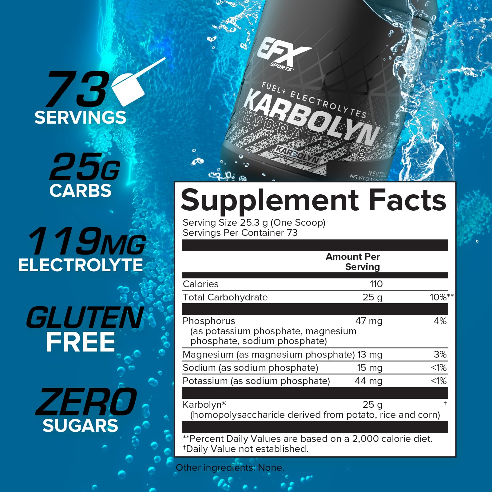 EFX Karbolyn Hydrate mixed drink in a glass, sugar-free hydration