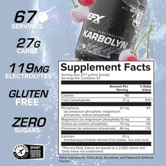 EFX Karbolyn Hydrate powder scoop shows easy measurement for fast fueling.