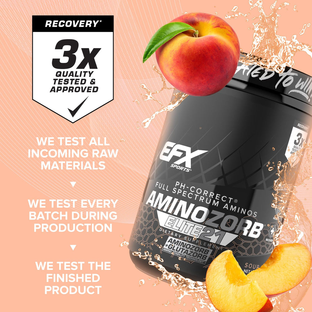 Sour Peach flavored Aminozorb Elite 21 in a glass for tasting